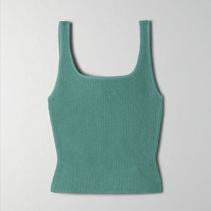 Babaton Sculpt Knit Squareneck Tank Yucca Green XS